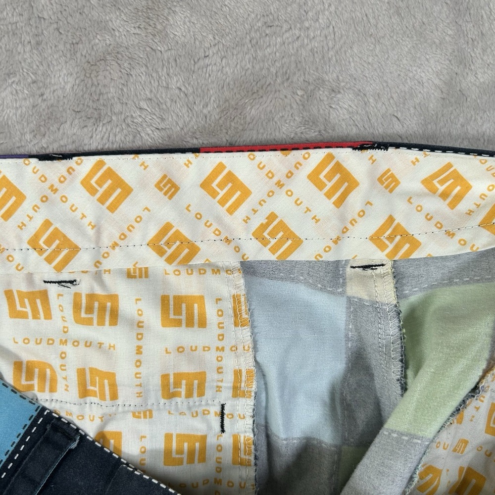 Loudmouth Golf Shorts Mens 40 Colorblock Plaid HollyWoody Squares Preppy Stretch - Picture 12 of 14